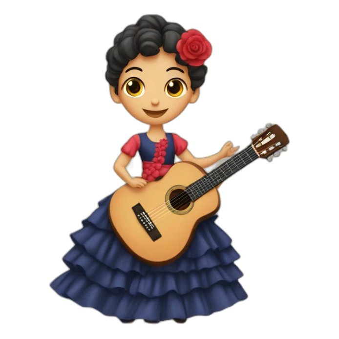 gitano-tocando-la-guitarra-con-dos-enanos-vestidos-de-flamenca sticker