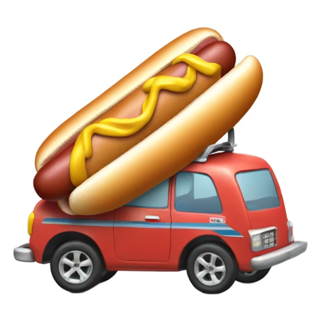 Hot dog in a car with skis sticker