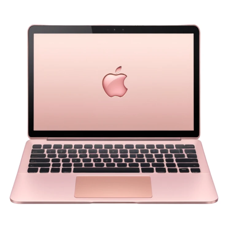 Pastel pink laptop with sleek design, metallic rose gold accents, high-end look sticker
