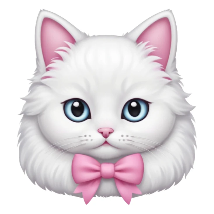 A cute white cat with a pink bow on her head sticker