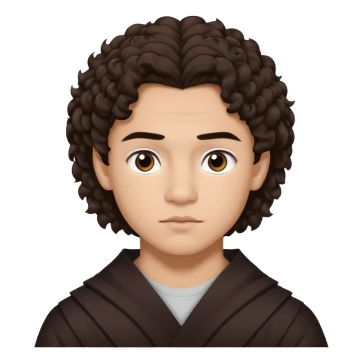 Conan gray (he has dark brown curly hair that is quite long, brown eyes, thick dark brown eyebrows, Asian heritage) sticker