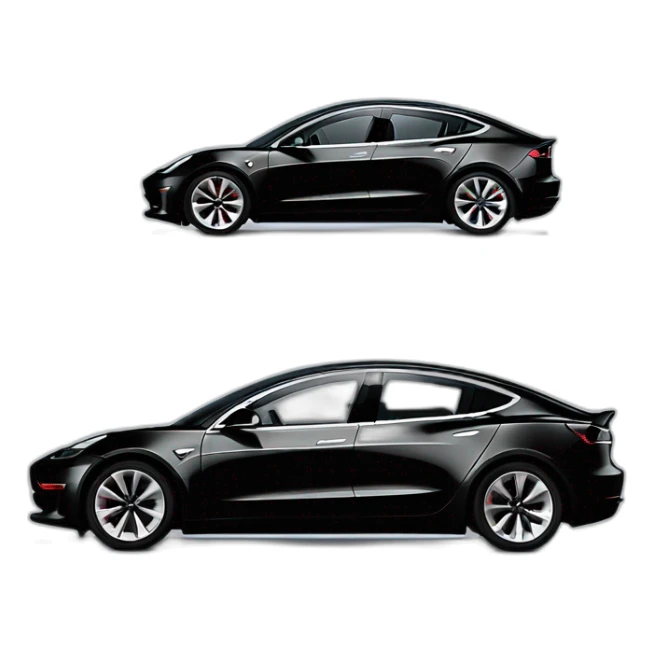 one Black color Tesla Model 3 in high speed motion side view sticker