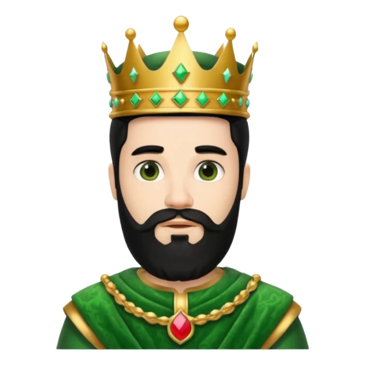 bearded king with crown and green outfit black hair sticker