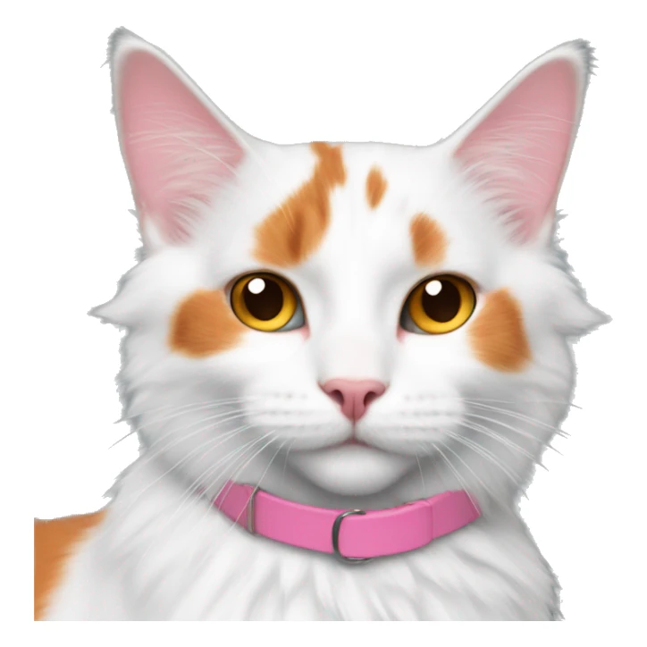 fluffy white and orange turkish van cat with pink collar sticker