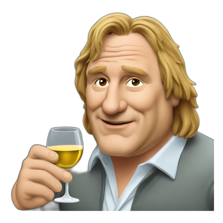 Gerard Depardieu with glass of wine sticker