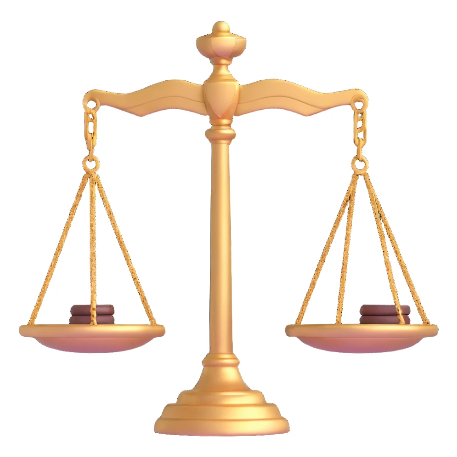 3D scales of justice with gavel sticker