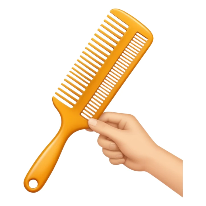 hand holding a comb with tidy hair, clean and friendly sticker