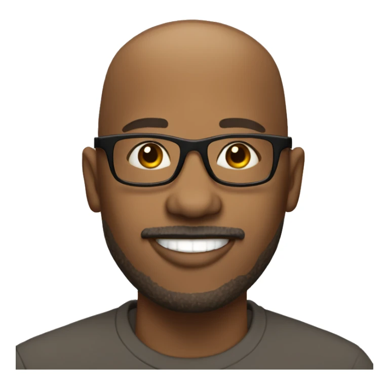 Happy light skinned bald African American man with goatee and glasses sticker