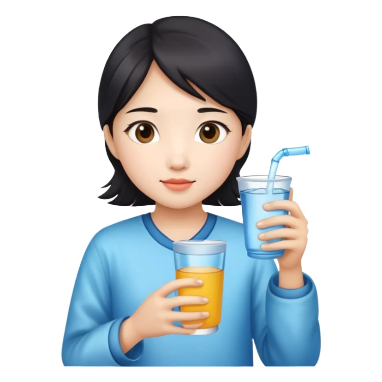 Chinese girl holding a water cup sticker