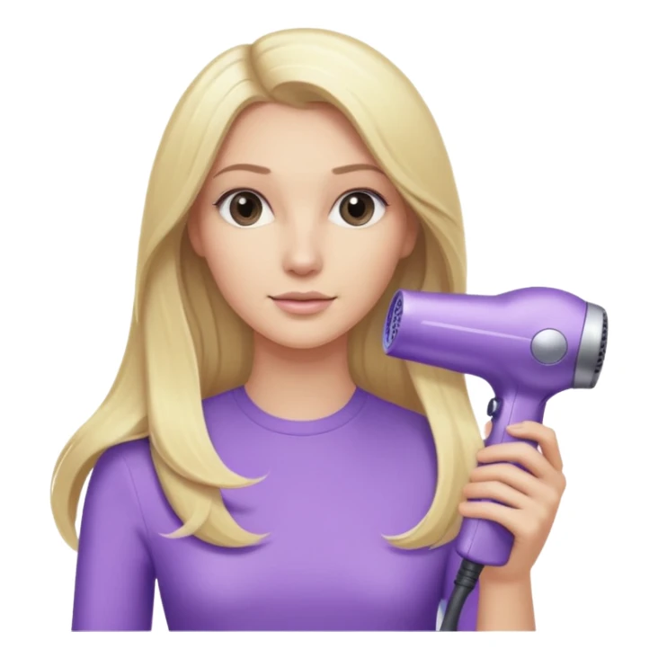 blonde with long hair and a light purple Dyson hair dryer sticker