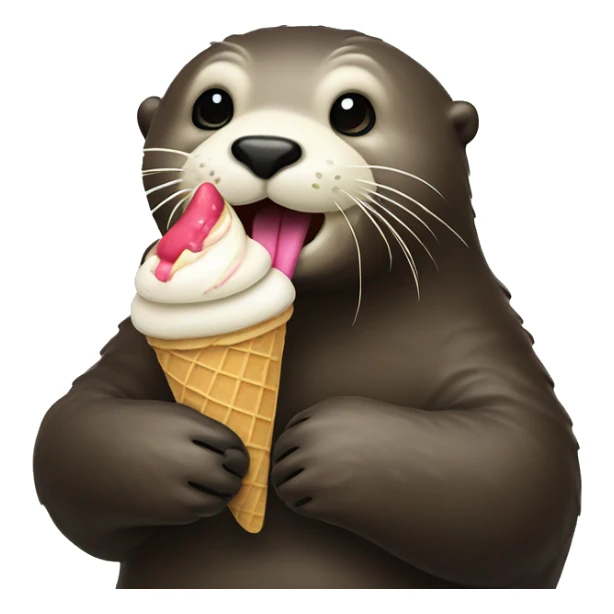 sea otter eating an ice cream cone  sticker