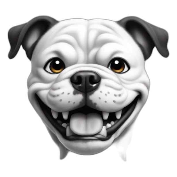 bulldog happy black and white sticker