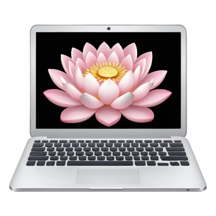 a laptop on a blooming lotus flower sticker