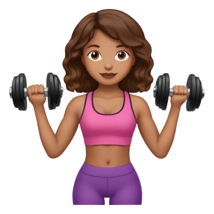 Brown wavy girl with dumbells in her hands sticker