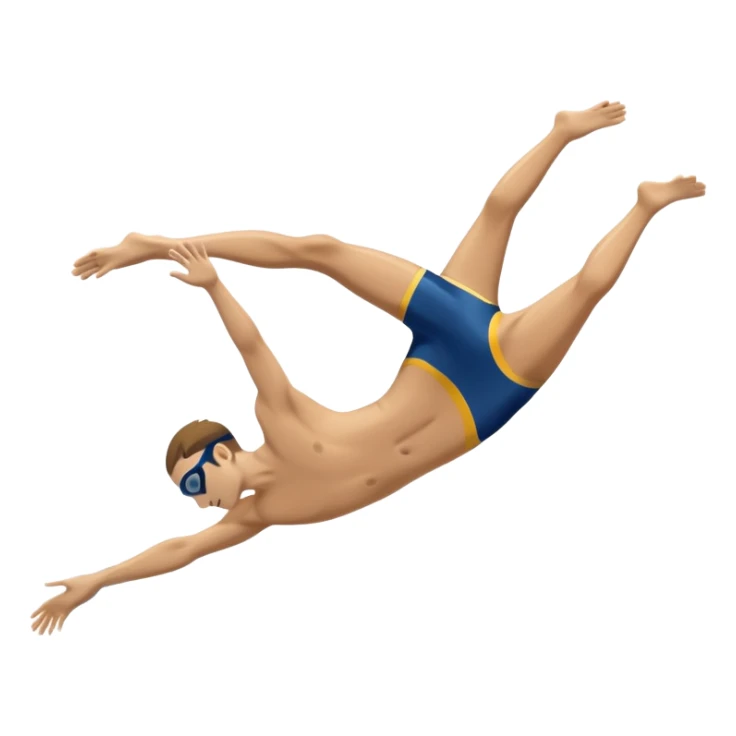 An icon featuring an athlete performing a graceful somersault mid-air, heading toward the water in a diving pool. The design includes water splashes and the diving platform, symbolizing the skill and precision of high diving. Transparent background highlights the elegance of the sport. sticker