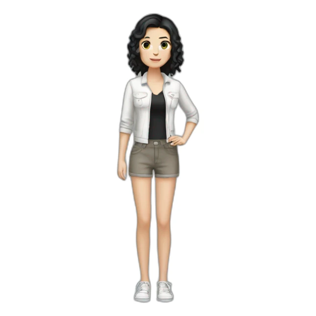 white girl with black hair, full body sticker