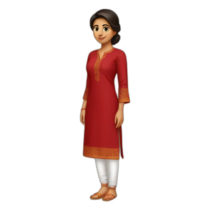 indian girl wearing full sleeve blood red kurti sticker