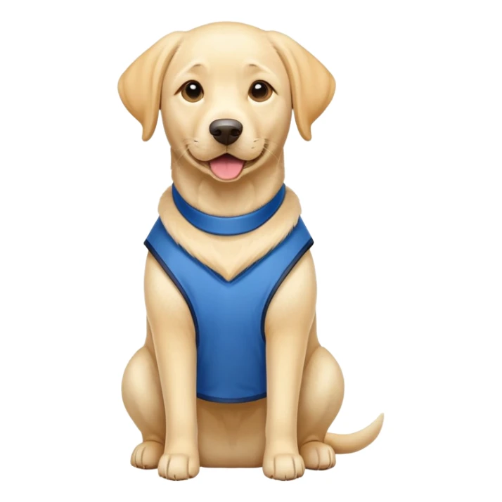 yellow lab dog wearing a blue vest sticker