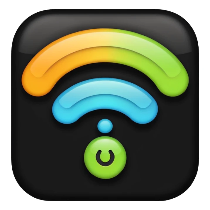 create a wifi symbol emoji exactly-like-the-reference-image-in-ios-emoji-style.-match-the-same-shape,-color,-and-glow-effect,-ensuring-it-is-smooth-and-shiny. set background #1841D6 sticker