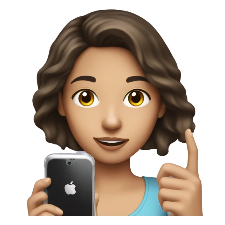 Brunette Girl taking selfie with her phone sticker