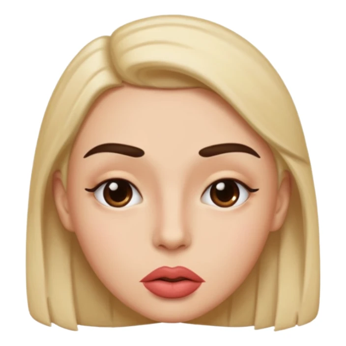 emoji sucking its lips in with one eyebrow up and the other one down sticker