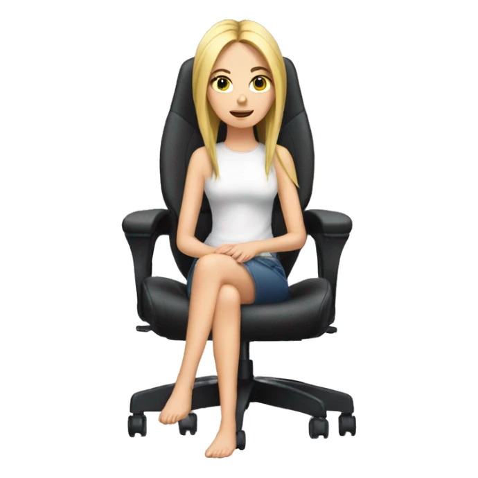 white girl on a Gaming chair thinking  sticker