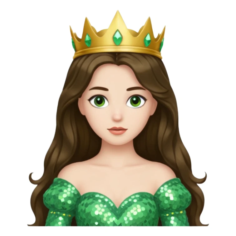 Princess Ozma from Oz with long brunette hair, light green sequin outfit sticker
