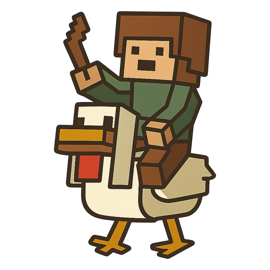 flat toon style chicken jockey sticker