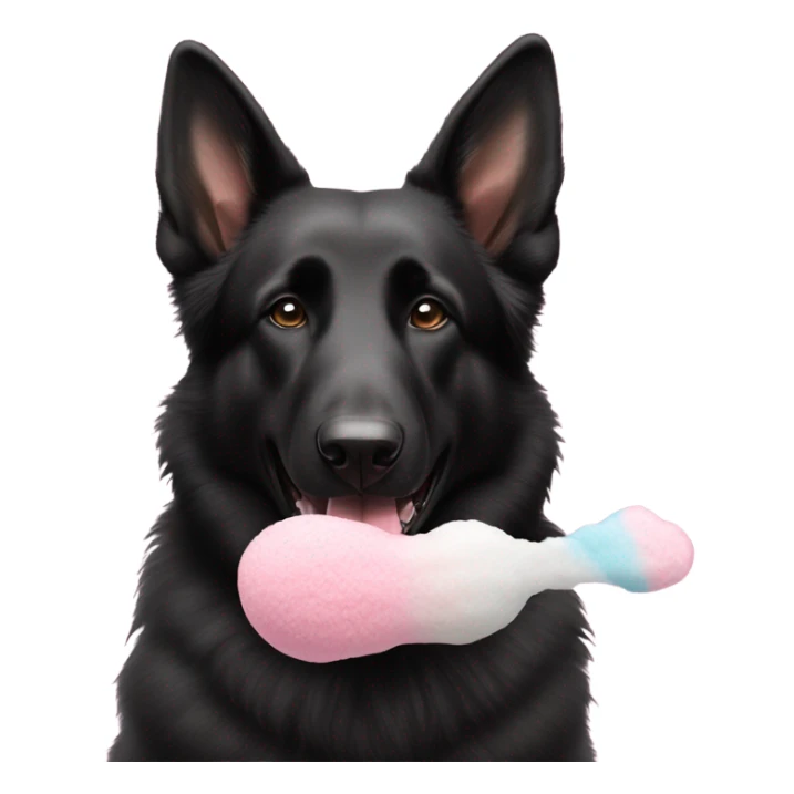 black german shepard dog eating cotton candy sticker