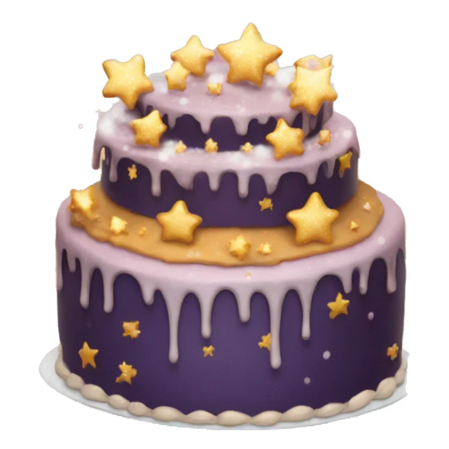 Cake with twinkling stars and snow fall sticker