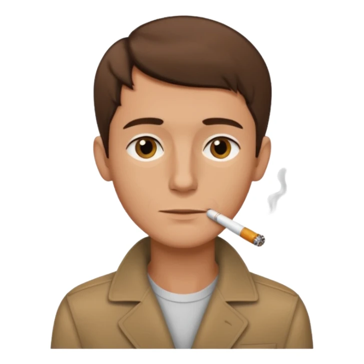 Shirtless thin man with a cigarette and short brown hair sticker