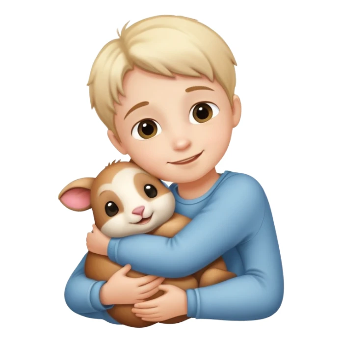child hugging a small animal, happy and loving sticker