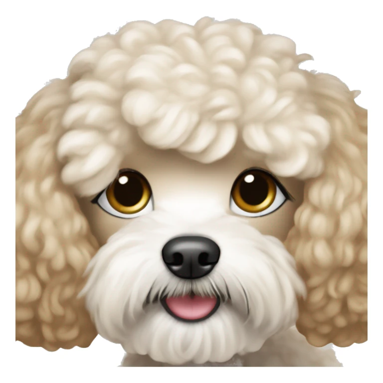 White and light brown maltipoo straight hair  sticker