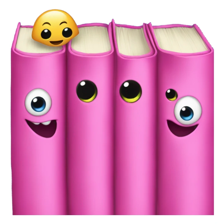 Aesthetic stack of pink books with a monster in the background sticker