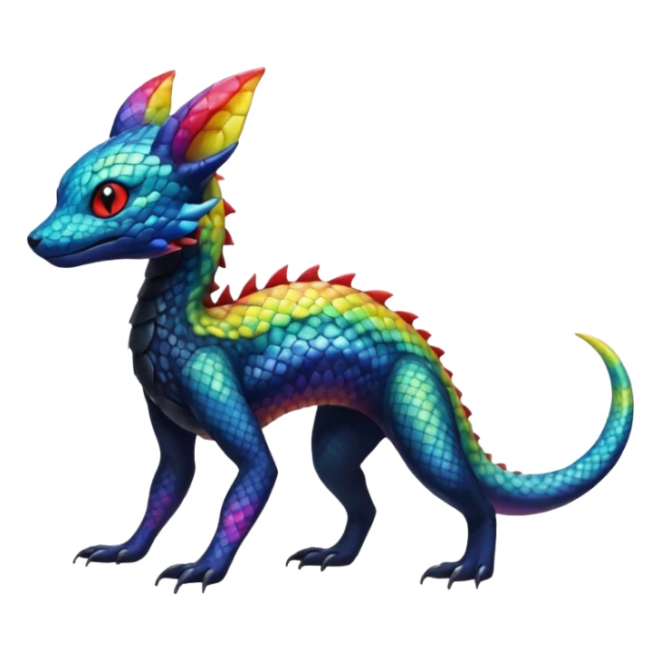 Rainbow Scaley Exotic Salandit-Aurorus-Umbreon-Fakémon-hybrid-creature (full body), 4 legs sticker
