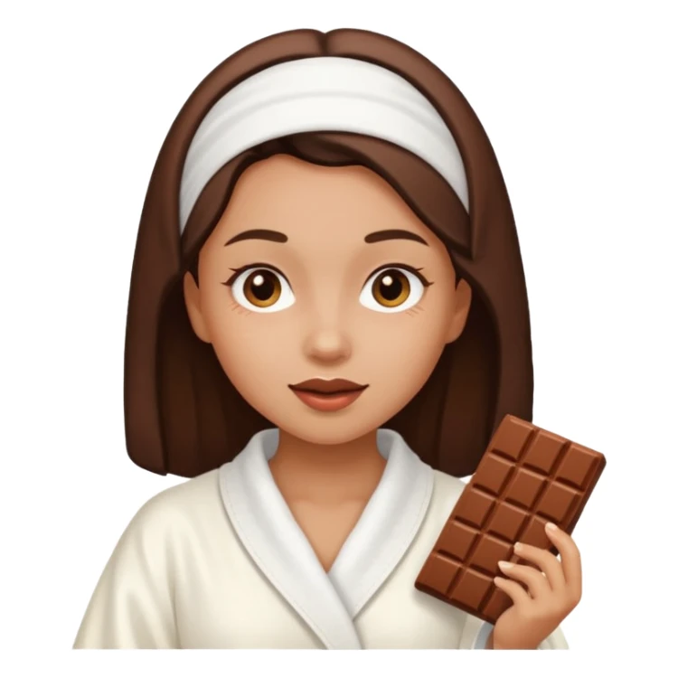 girl having facial wearing white robe, chocolate facial sticker