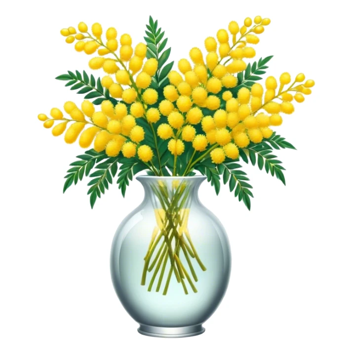 A light bouquet of mimosa in a crystal vase sticker