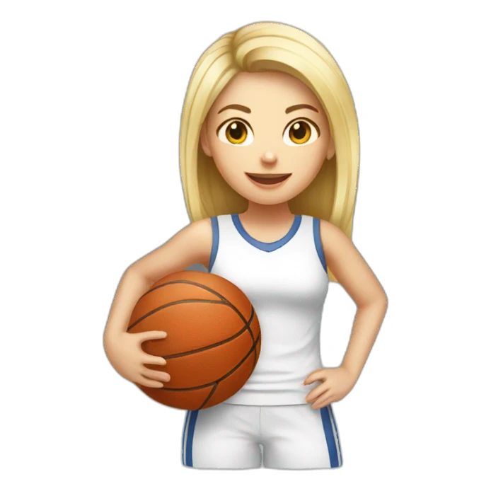 White skin female playing football with basket ball sticker