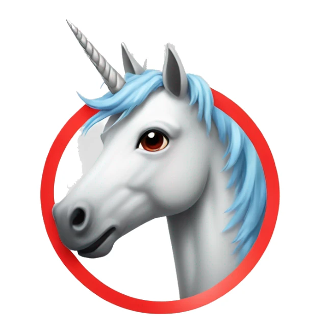 Unicorn with red circle and slash over the unicorn  sticker