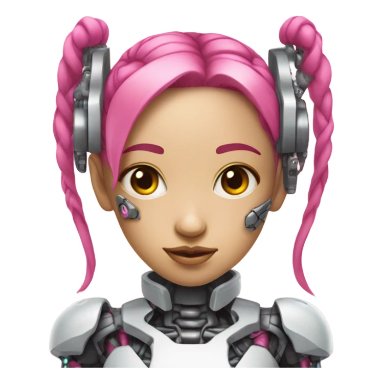 cyborg girl, pink hair, robot body, gynoid, twintails sticker