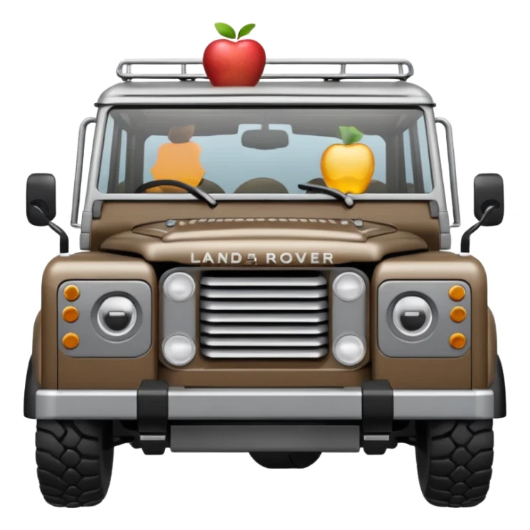 Grey-brown Land Rover D.
Apple emoji style sticker
