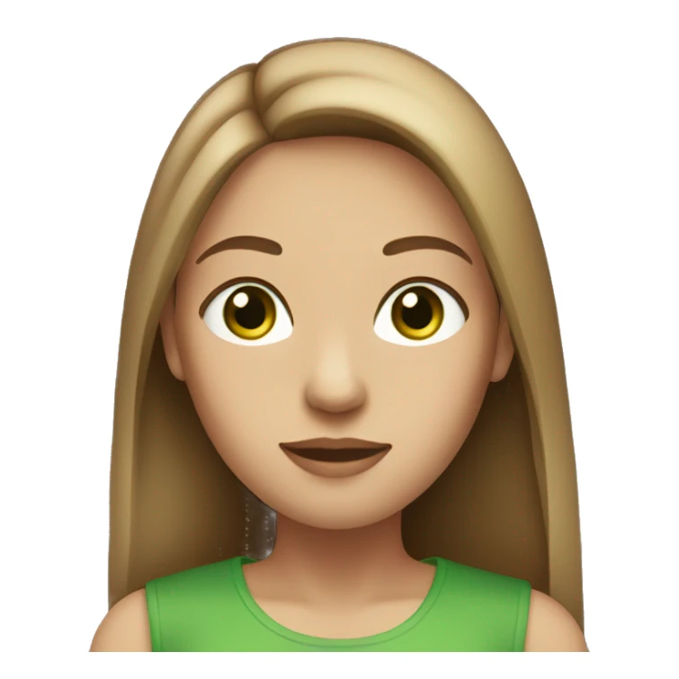 female with straight light brown hair middle part and green eyes sticker