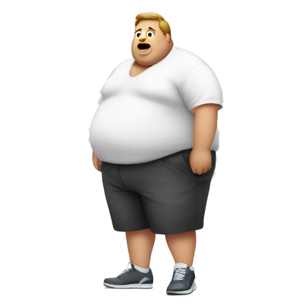 obese man with big belly wearing a white undershrt sticker