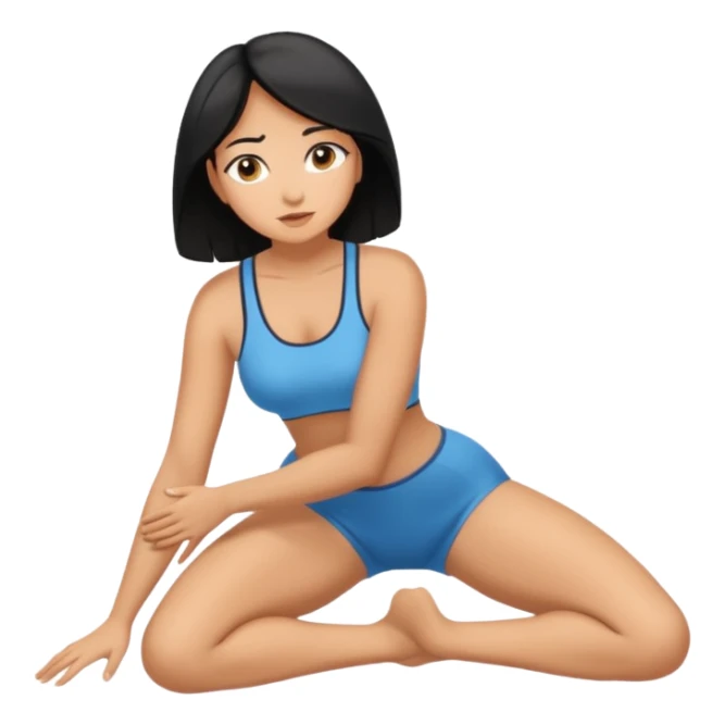Tan woman with black hair hands and knees on floor arched back sticker