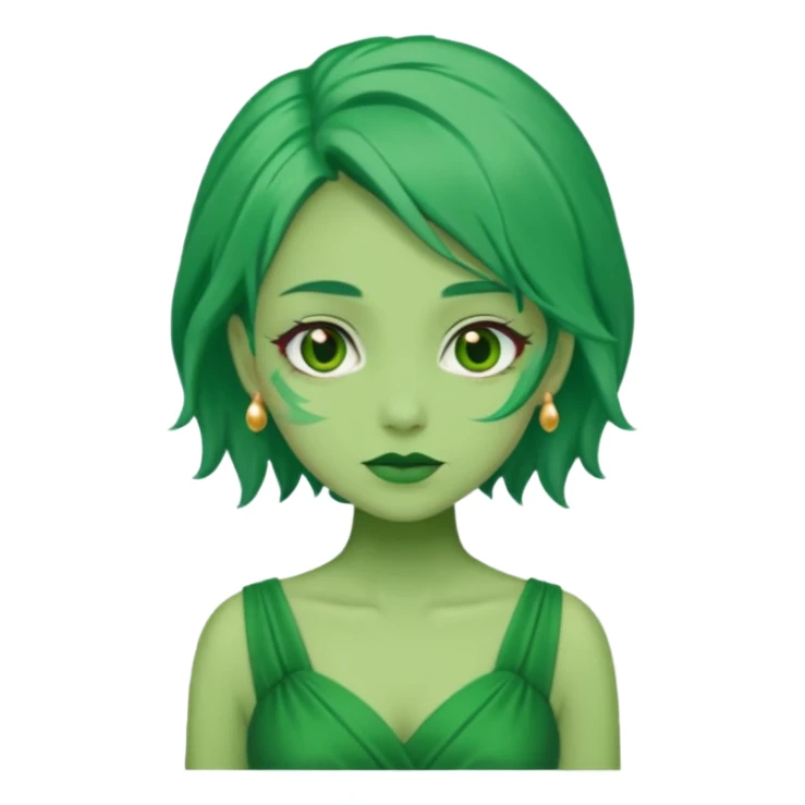 green dress old character, green hair. sticker