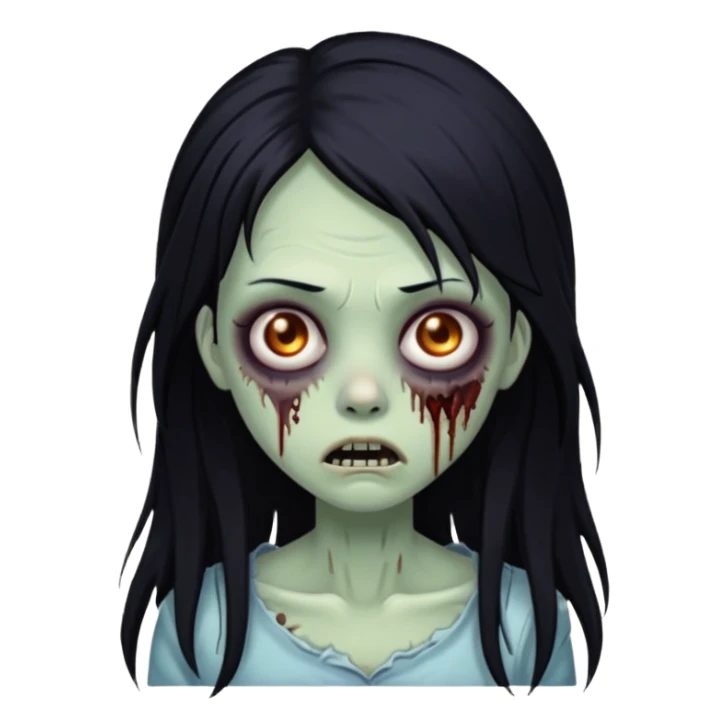 slightly scary zombie girl with long wispy black hair sticker