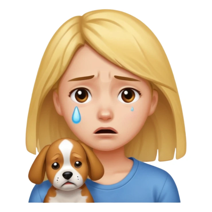 a very upset girl who lost her dog sticker