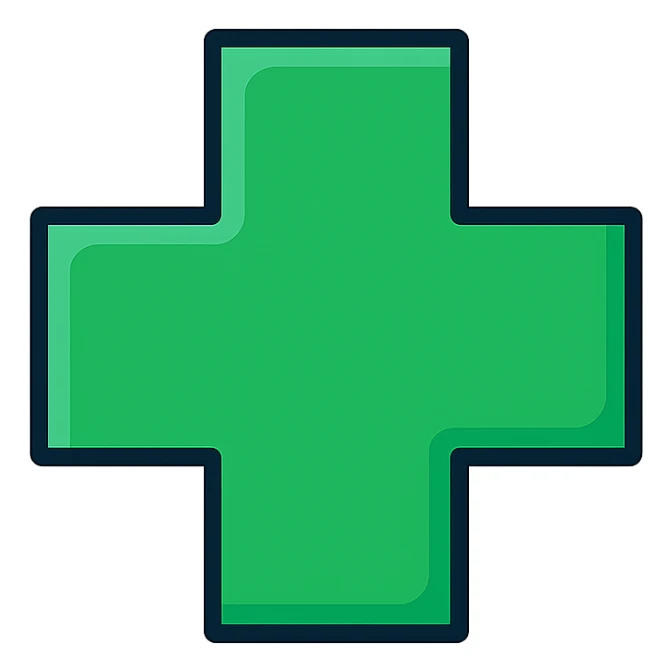 green cross symbolizing healing, clean and clear design sticker