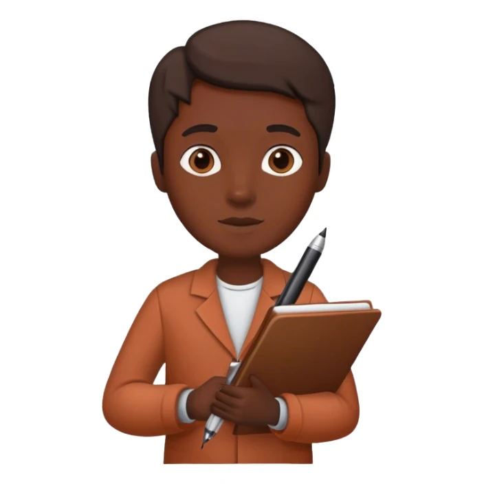 Open copybook and pen in dark terracotta color  sticker