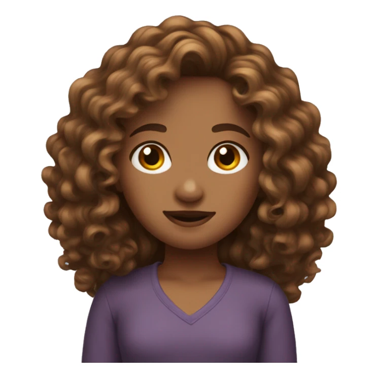 long browm curly hair girl sticker